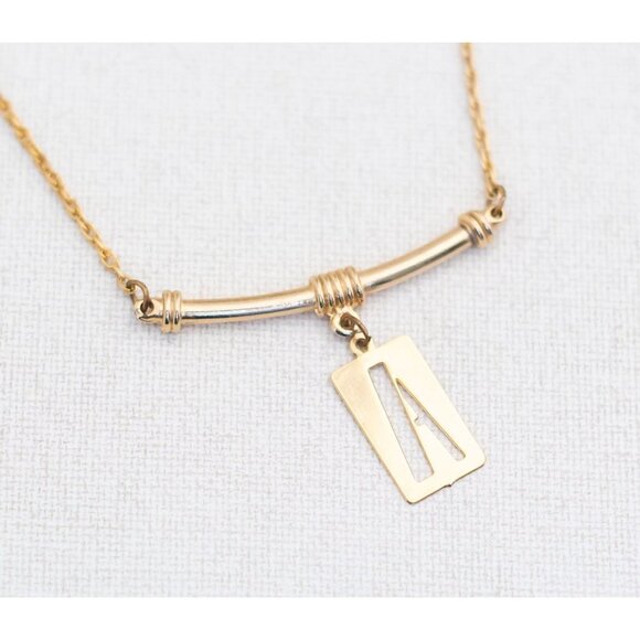 Vintage Initial "A" Branch Choker Necklace 16 1/2 - T2 - Picture 1 of 3